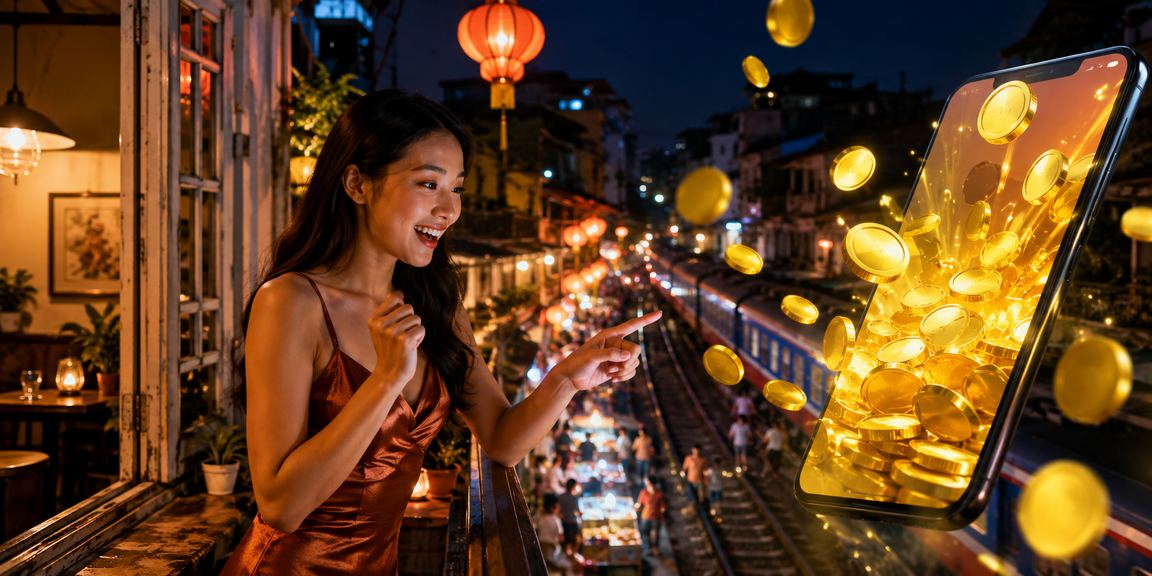 Người chơi tại Hà Nội trải nghiệm casino trực tuyến trên điện thoại bên ly cà phê