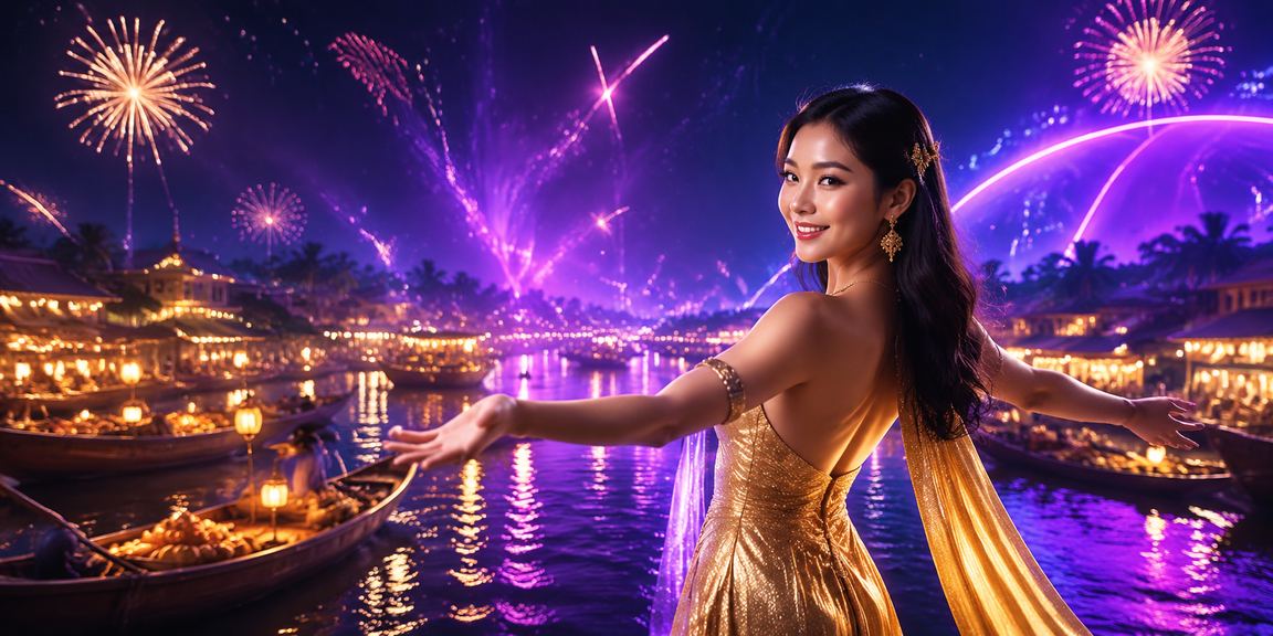 Khu giải trí casino neon sáng rực tại vùng Mekong về đêm